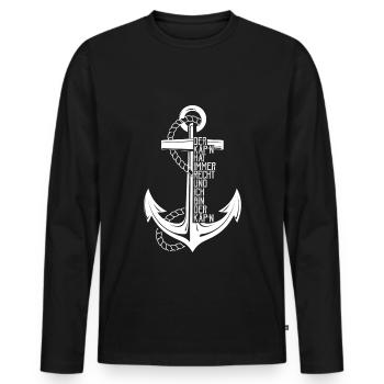 Der Käpt'n hat immer Recht ich bin der Kapitän Seg - Männer Premium Bio Langarmshirt - Schwarz - Vorne - Nico (187cm)