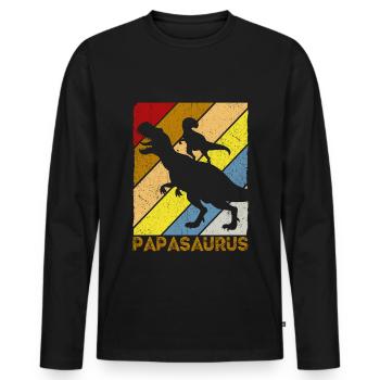 Papasaurus Dinosaurier Papa Saurus Vatertags Gesch - Männer Premium Bio Langarmshirt - Schwarz - Vorne - Nico (187cm)