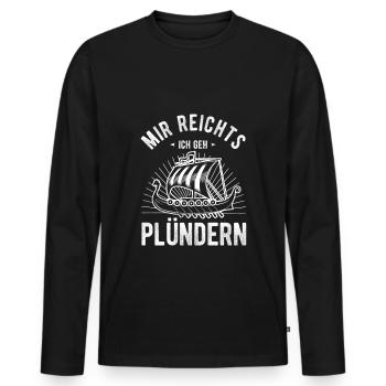 Nordische Wikinger Nordmänner Geschenk Plündern - Männer Premium Bio Langarmshirt - Schwarz - Vorne - Nico (187cm)