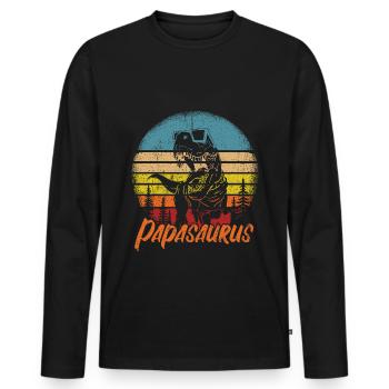 Papasaurus Dinosaurier Papa Saurus Vatertags Gesch - Männer Premium Bio Langarmshirt - Schwarz - Vorne - Nico (187cm)
