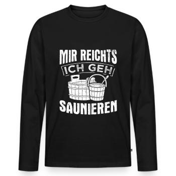 Sauna Wellness Saunagänger Finnische Sauna Spruch - Männer Premium Bio Langarmshirt - Schwarz - Vorne - Nico (187cm)