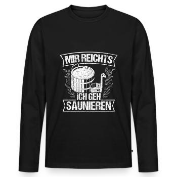 Sauna Wellness Saunagänger Finnische Sauna Spruch - Männer Premium Bio Langarmshirt - Schwarz - Vorne - Nico (187cm)
