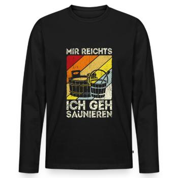 Sauna Wellness Saunagänger Finnische Sauna Spruch - Männer Premium Bio Langarmshirt - Schwarz - Vorne - Nico (187cm)