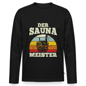 Sauna Wellness Saunagänger Finnische Sauna Spruch - Männer Premium Bio Langarmshirt - Schwarz - Vorne - Nico (187cm)