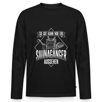 Sauna Wellness Saunagänger Finnische Sauna Spruch - Männer Premium Bio Langarmshirt - Schwarz - Vorne - Nico (187cm)