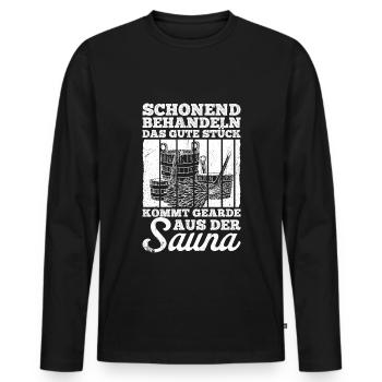 Sauna Wellness Saunagänger Finnische Sauna Spruch - Männer Premium Bio Langarmshirt - Schwarz - Vorne - Nico (187cm)