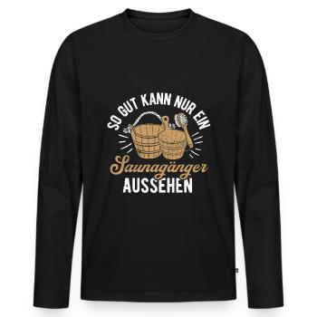 Sauna Wellness Saunagänger Finnische Sauna Spruch - Männer Premium Bio Langarmshirt - Schwarz - Vorne - Nico (187cm)
