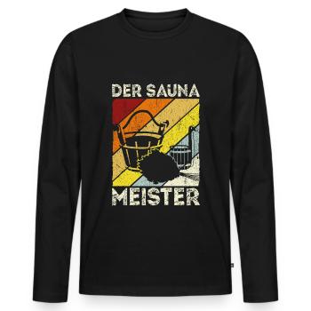 Sauna Wellness Saunagänger Finnische Sauna Spruch - Männer Premium Bio Langarmshirt - Schwarz - Vorne - Nico (187cm)