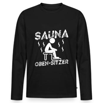Sauna Wellness Saunagänger Finnische Sauna Spruch - Männer Premium Bio Langarmshirt - Schwarz - Vorne - Nico (187cm)