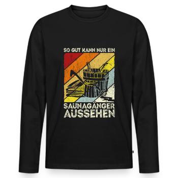 Sauna Wellness Saunagänger Finnische Sauna Spruch - Männer Premium Bio Langarmshirt - Schwarz - Vorne - Nico (187cm)