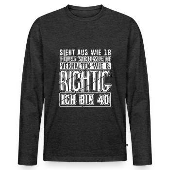 Vintage 40 Jahre Mann 40ter Geschenk 40. Geburtsta - Männer Premium Bio Langarmshirt - Anthrazit meliert - Vorne - Nico (187cm)