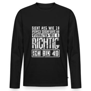 Vintage 40 Jahre Mann 40ter Geschenk 40. Geburtsta - Männer Premium Bio Langarmshirt - Schwarz - Vorne - Nico (187cm)