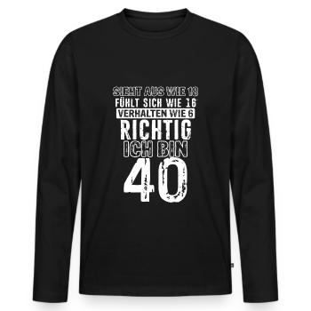 Vintage 40 Jahre Mann 40ter Geschenk 40. Geburtsta - Männer Premium Bio Langarmshirt - Schwarz - Vorne - Nico (187cm)