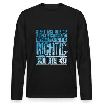 Vintage 40 Jahre Mann 40ter Geschenk 40. Geburtsta - Männer Premium Bio Langarmshirt - Schwarz - Vorne - Nico (187cm)