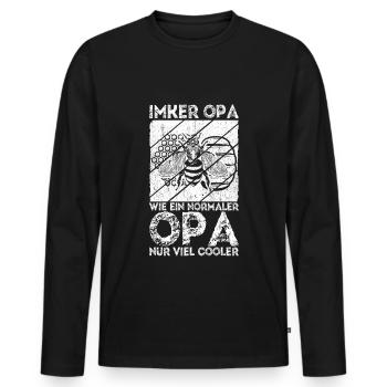 Imker Opa, wie ein normaler Opa nur viel cooler - - Männer Premium Bio Langarmshirt - Schwarz - Vorne - Nico (187cm)