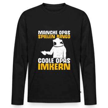 Manche Opas spielen Bingo coole Opas imkern Imker - Männer Premium Bio Langarmshirt - Schwarz - Vorne - Nico (187cm)