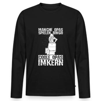 Manche Opas spielen Bingo coole Opas imkern | Imke - Männer Premium Bio Langarmshirt - Schwarz - Vorne - Nico (187cm)