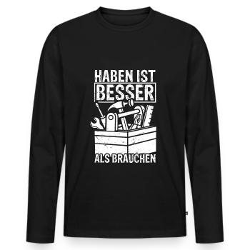 Akkschrauber Werkzeug Handwerker Heimwerker Spruch - Männer Premium Bio Langarmshirt - Schwarz - Vorne - Nico (187cm)