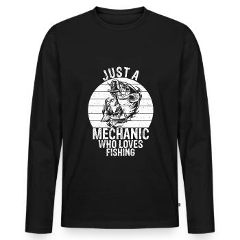 Nur ein Mechaniker der das Angeln liebt - Mechanik - Männer Premium Bio Langarmshirt - Schwarz - Vorne - Nico (187cm)