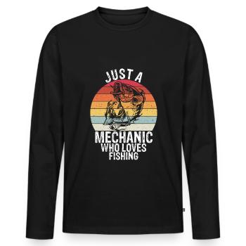 Nur ein Mechaniker der das Angeln liebt - KFZ-Mech - Männer Premium Bio Langarmshirt - Schwarz - Vorne - Nico (187cm)