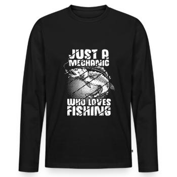 Nur ein Mechaniker der das Angeln liebt - Mechanik - Männer Premium Bio Langarmshirt - Schwarz - Vorne - Nico (187cm)
