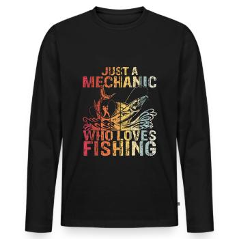 Nur ein Mechaniker der das Angeln liebt - KFZ-Mech - Männer Premium Bio Langarmshirt - Schwarz - Vorne - Nico (187cm)
