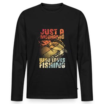 Nur ein Mechaniker der das Angeln liebt - KFZ-Mech - Männer Premium Bio Langarmshirt - Schwarz - Vorne - Nico (187cm)