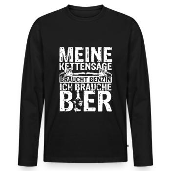 Kettensäge Bier Benzin Motorsäge Holz Arbeiter Wal - Männer Premium Bio Langarmshirt - Schwarz - Vorne - Nico (187cm)