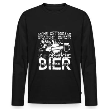 Kettensäge Bier Benzin Motorsäge Holz Arbeiter Wal - Männer Premium Bio Langarmshirt - Schwarz - Vorne - Nico (187cm)