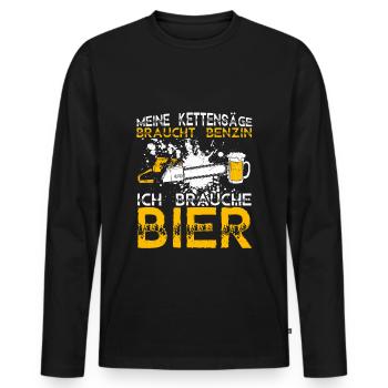 Kettensäge Bier Benzin Motorsäge Holz Arbeiter Ges - Männer Premium Bio Langarmshirt - Schwarz - Vorne - Nico (187cm)