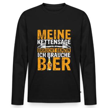 Meine Kettensäge braucht Benzin ich brauche Bier K - Männer Premium Bio Langarmshirt - Schwarz - Vorne - Nico (187cm)