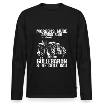Güllebaron Gülle Fahren Landwirt Spruch & Geschenk - Männer Premium Bio Langarmshirt - Schwarz - Vorne - Nico (187cm)