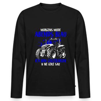 Güllebaron Gülle Fahren Landwirt Bauer Geschenkide - Männer Premium Bio Langarmshirt - Schwarz - Vorne - Nico (187cm)