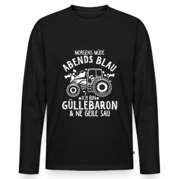 Güllebaron Gülle Fahren Landwirt Spruch & Geschenk - Männer Premium Bio Langarmshirt - Schwarz - Vorne - Nico (187cm)