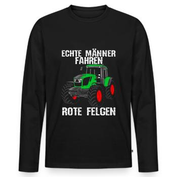 Traktor Landwirt Trecker Echte Männer fahren rote - Männer Premium Bio Langarmshirt - Schwarz - Vorne - Nico (187cm)