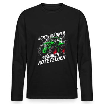 Traktor Landwirt Trecker Echte Männer fahren rote - Männer Premium Bio Langarmshirt - Schwarz - Vorne - Nico (187cm)