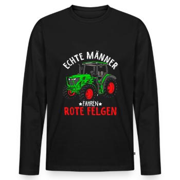 Traktor Landwirt Trecker Echte Männer fahren rote - Männer Premium Bio Langarmshirt - Schwarz - Vorne - Nico (187cm)