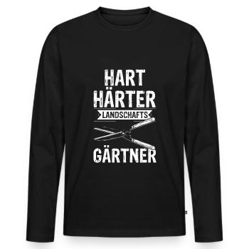 Hart Härter Landschaftsgärtner Gartenarbeit Gärtne - Männer Premium Bio Langarmshirt - Schwarz - Vorne - Nico (187cm)