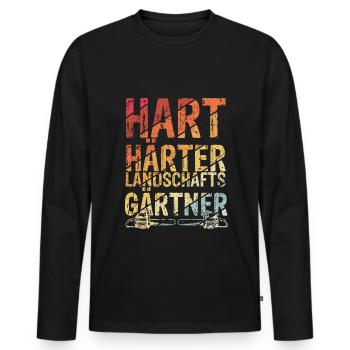 Hart Härter Landschaftsgärtner Gartenarbeit Gesche - Männer Premium Bio Langarmshirt - Schwarz - Vorne - Nico (187cm)