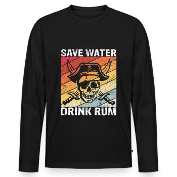 Save Water Drink Rum Schatzjäger Rum Fans Geschenk - Männer Premium Bio Langarmshirt - Schwarz - Vorne - Nico (187cm)