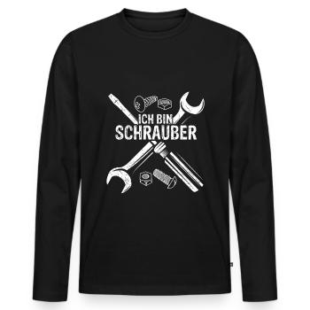 Ich Bin Schrauber - KFZ Werkstatt Auto Spruch Tuni - Männer Premium Bio Langarmshirt - Schwarz - Vorne - Nico (187cm)