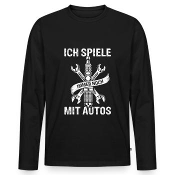 Ich Spiele Immer Noch Mit Autos - Mechaniker Mecha - Männer Premium Bio Langarmshirt - Schwarz - Vorne - Nico (187cm)