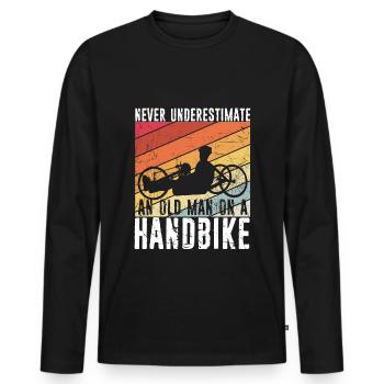 Handbike Opa Handdreirad Radfahrer Geschenk für Ra - Männer Premium Bio Langarmshirt - Schwarz - Vorne - Nico (187cm)