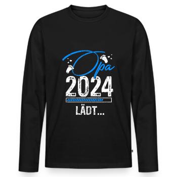 Opa 2024 Lädt Opa To Be Countdown Schwangerschaft - Männer Premium Bio Langarmshirt - Schwarz - Vorne - Nico (187cm)