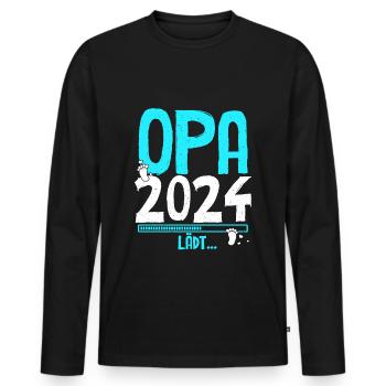 Opa 2024 Lädt Großvater Countdown Schwangerschaft - Männer Premium Bio Langarmshirt - Schwarz - Vorne - Nico (187cm)