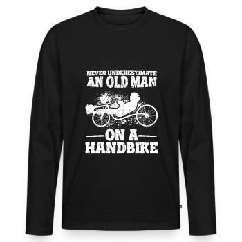 Handbike Opa Handdreirad Radfahrer Geschenk für Ra - Männer Premium Bio Langarmshirt - Schwarz - Vorne - Nico (187cm)
