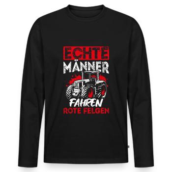 Traktor Landwirt Geschenk Echte Männer fahren rote - Männer Premium Bio Langarmshirt - Schwarz - Vorne - Nico (187cm)