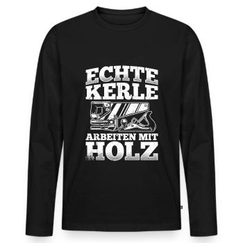Tischler Schreiner Holz Spruch Handwerker Holz Arb - Männer Premium Bio Langarmshirt - Schwarz - Vorne - Nico (187cm)