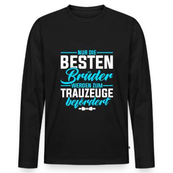 Trauzeuge Hochzeit Heirat JGA Party Bester Bro Bru - Männer Premium Bio Langarmshirt - Schwarz - Vorne - Nico (187cm)