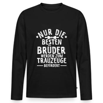 Trauzeuge Hochzeit Heirat JGA Party Bester Bro Bru - Männer Premium Bio Langarmshirt - Schwarz - Vorne - Nico (187cm)